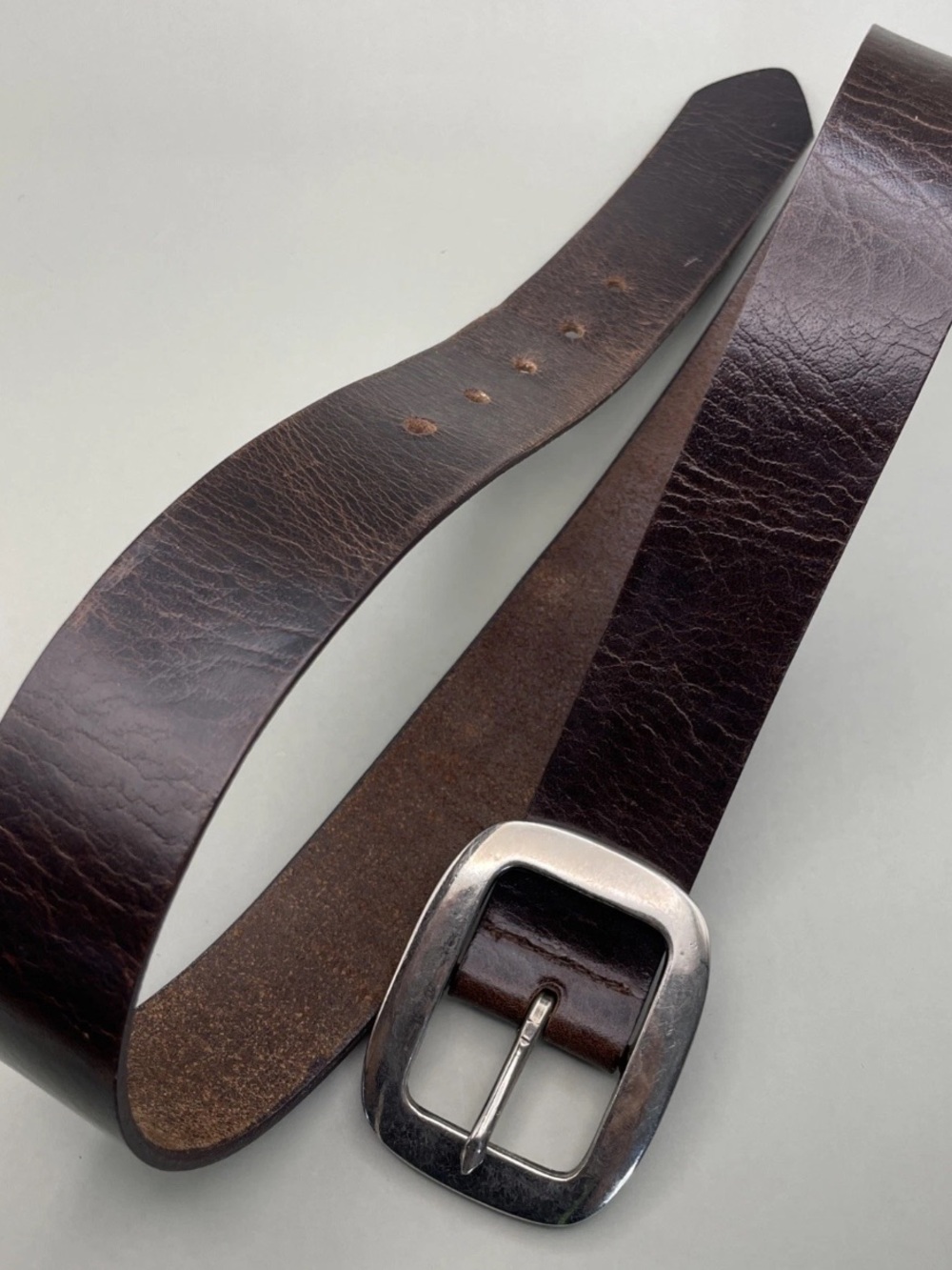 Vintage Faded Glory Brown 100% Leather Belt Silver Tone Buckle Men’s S/M